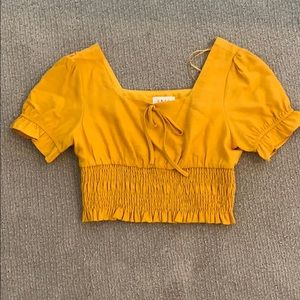 Yellow Submarine Smocked Crop Top
